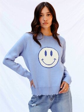 Miss Sparkling Smiley Face Crewneck Sweater size Medium